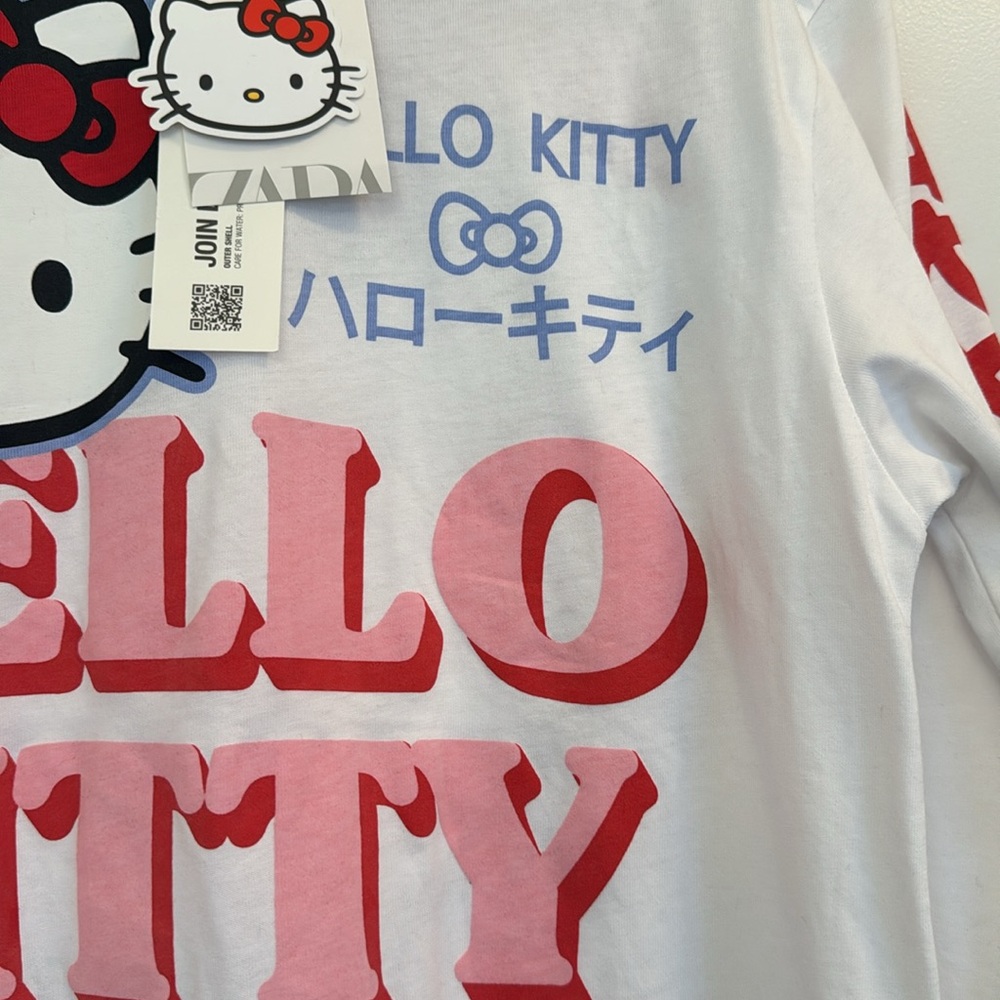 *NEW RARE* ZARA HELLO KITTY JAPAN GRAPHIC LONG SLEEVE TEE SMALL - Picture 4 of 6
